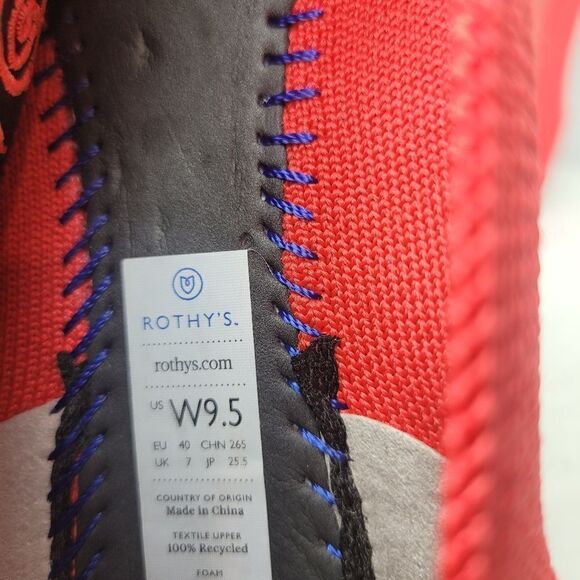 Rothy's The Point Retired Red Flame Slip On Flats Women's Size 9.5 - Picture 9 of 10